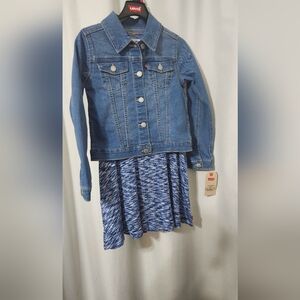 Levi's Blue Denim Jacket with Patterned Skirt